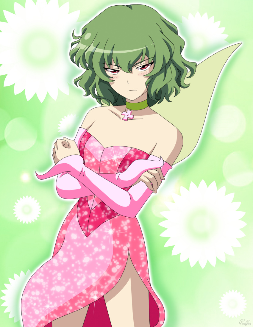 1girl, artist_name, bangs, bare_shoulders, blush, closed_mouth, crossed_arms, detached_sleeves
