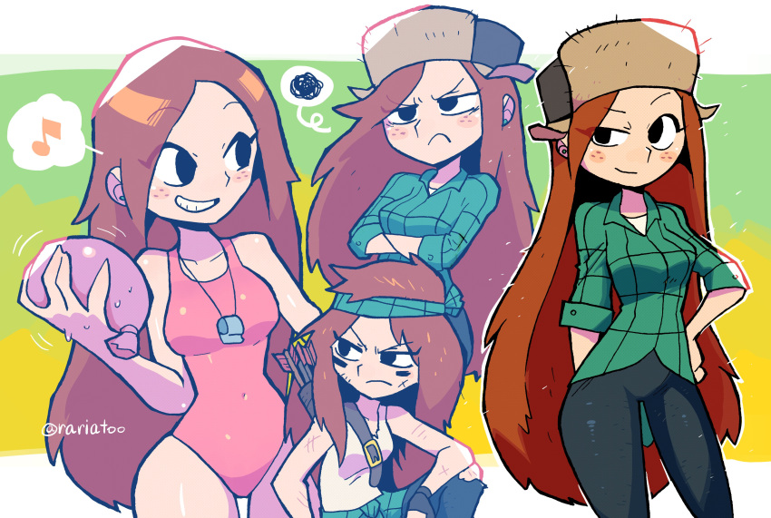 >:(, 4girls, absurdres, angry, breasts, cardigan, cardigan_around_waist, closed_mouth