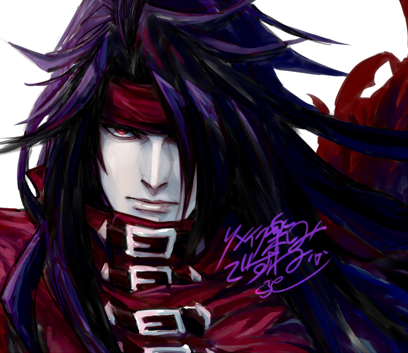 1boy, black_hair, buckle, cloak, final_fantasy, final_fantasy_vii, headband, hidden_eyes
