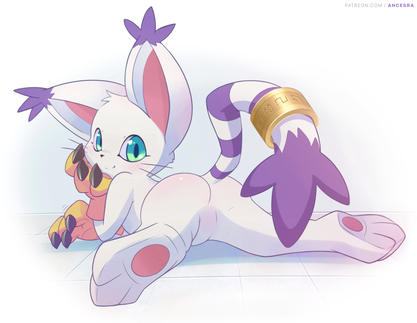 1girl, ancesra, animal_ears, animal_nose, artist_name, ass, blush, body_fur