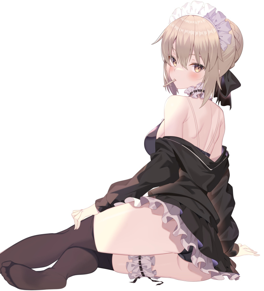 1girl, absurdres, artoria_pendragon_(all), artoria_pendragon_(alter_swimsuit_rider)_(fate), ass, back, bare_shoulders, bikini