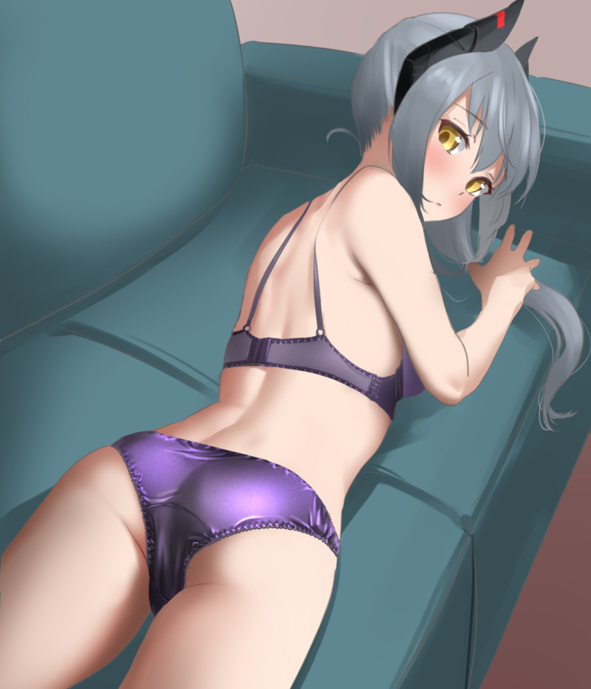 1000-chan, 1girl, ass, back, bare_arms, bare_legs, bare_shoulders, blush