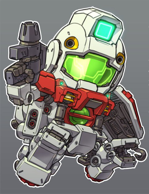 abysnova, beam_rifle, chibi, energy_gun, gm_(mobile_suit), grey_background, gun, gundam