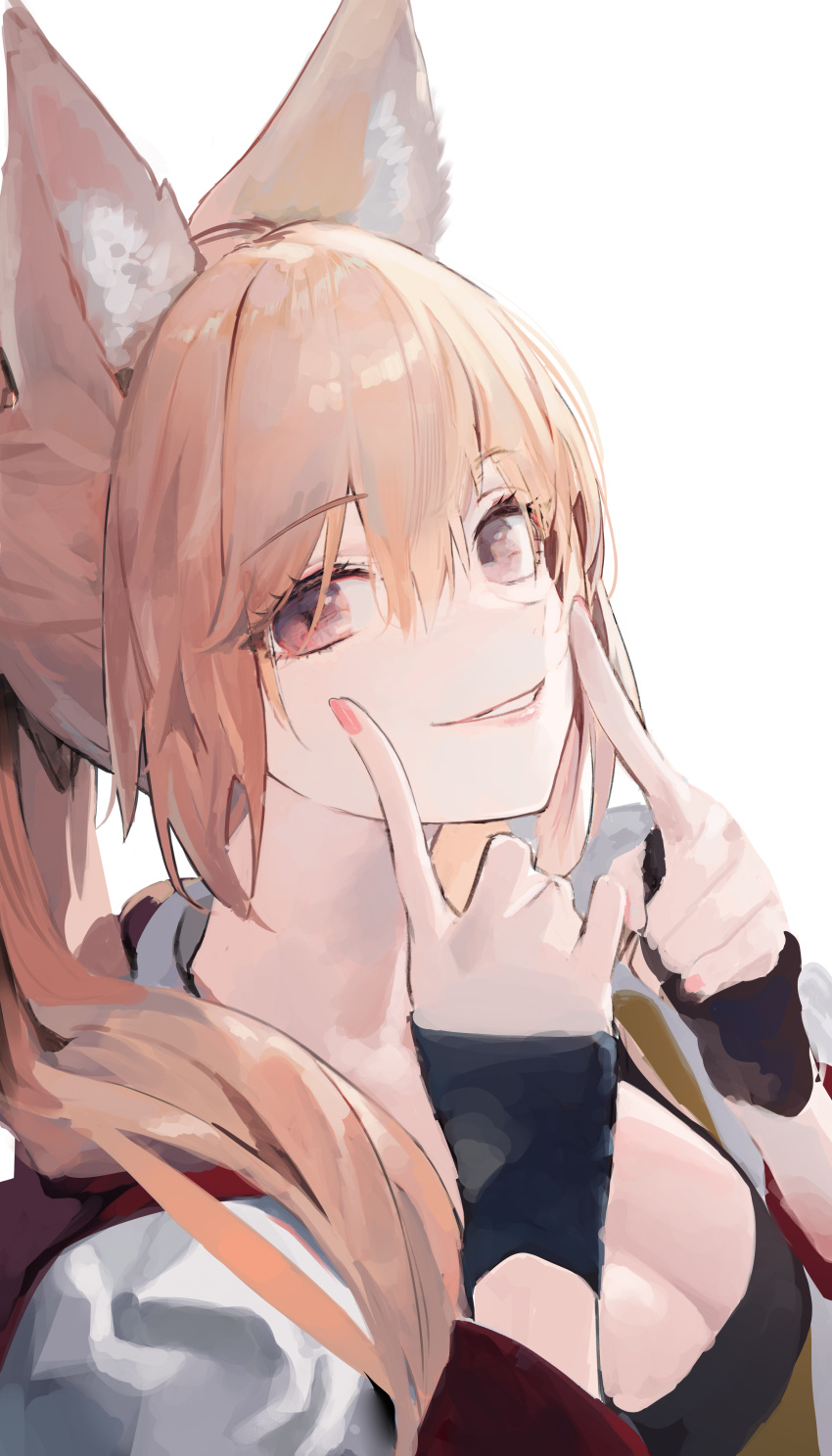 absurdres, animal_ears, blonde_hair, finger_to_mouth, fox_ears, gloves, highres, huge_filesize