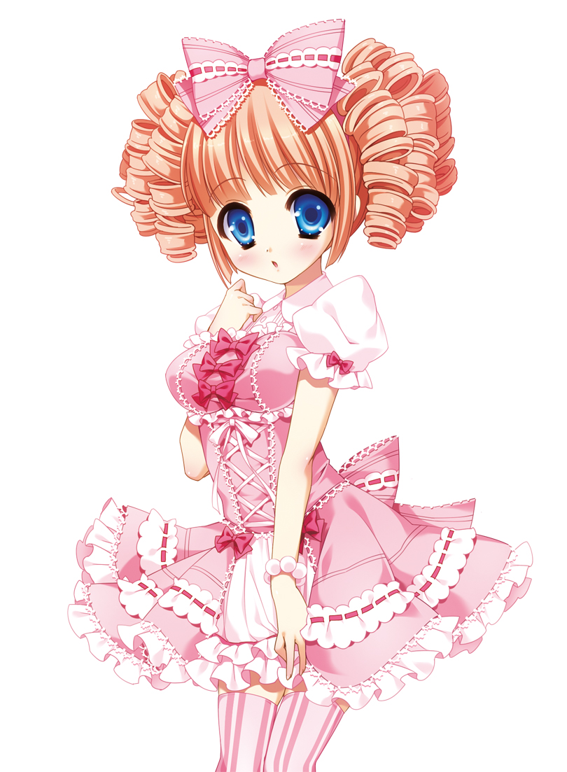 blush, bow, drill_hair, frills, lolita_fashion, momoi_komomo, oppai_loli, orange_hair