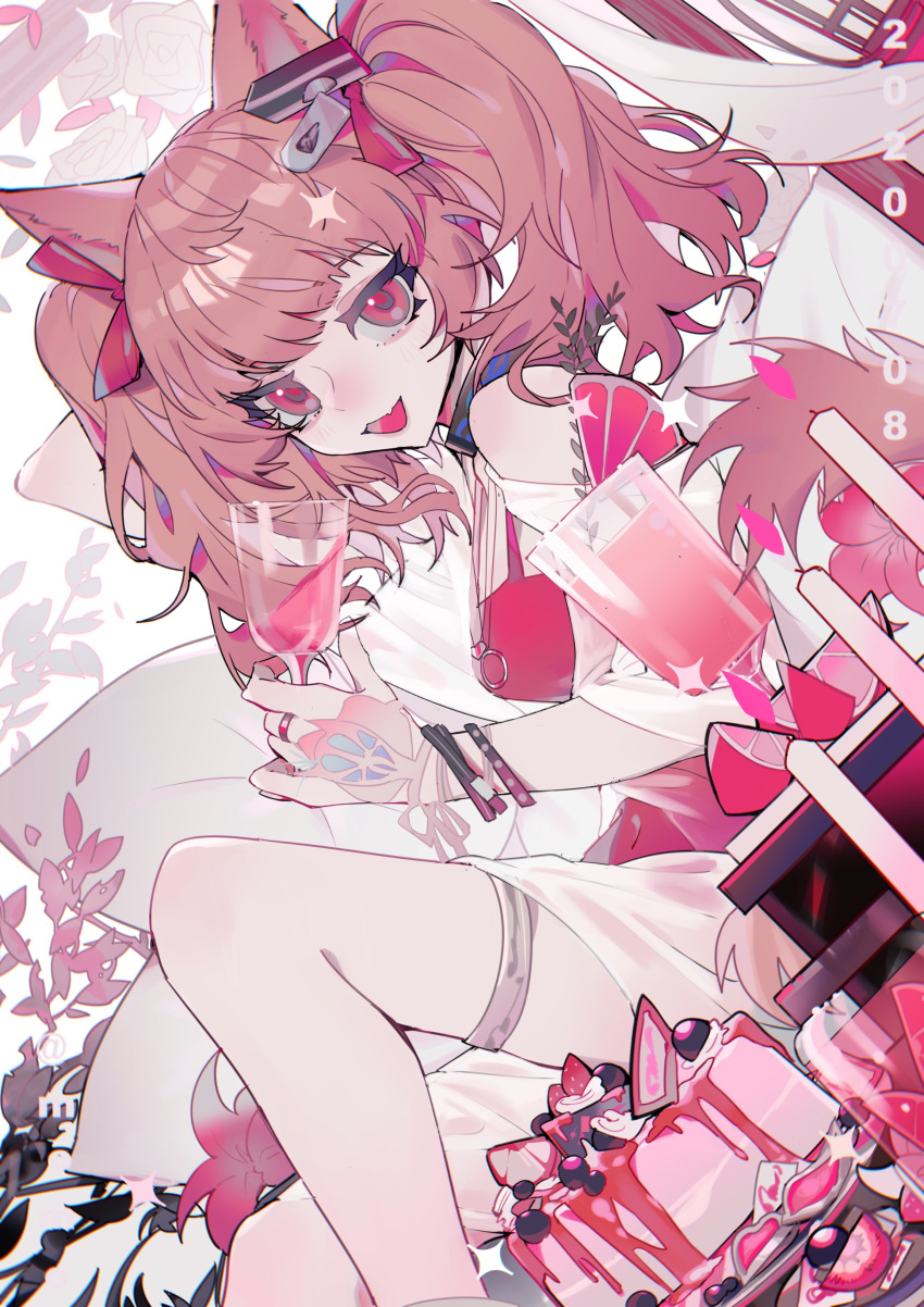 1girl, absurdres, angelina_(arknights), angelina_(summer_flowers)_(arknights), animal_ears, arknights, bare_legs, bow