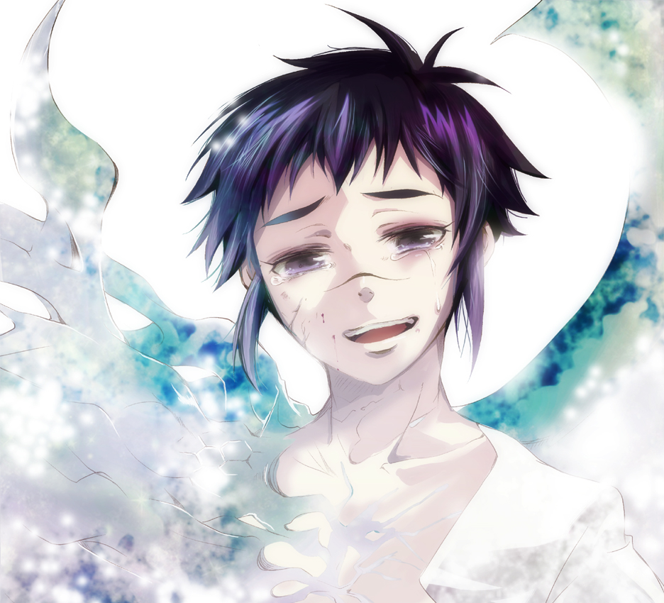 alma_karma, child, d.gray-man, gen_(enji), male, purple_eyes, purple_hair, tears