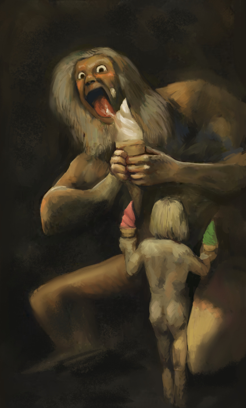 2boys, absurdres, ass, beard, black_background, chanta_(ayatakaoisii), facial_hair, fine_art_parody