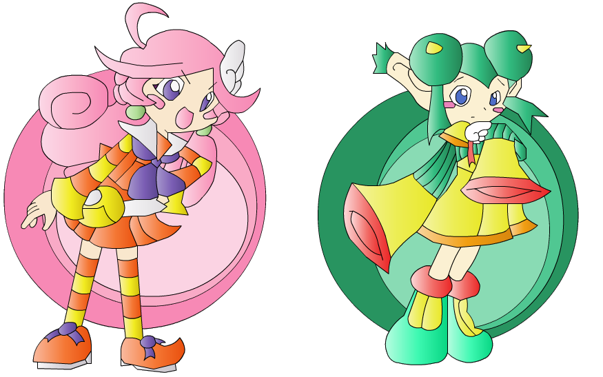 green_hair, horns, lidelle_(puyopuyo), pink_hair, puyopuyo, puyopuyo_artstyle, puyopuyo_fever, puyopuyo_fever_2