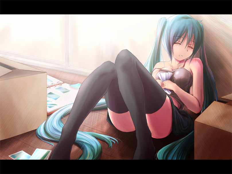 box, closed_eyes, hatsune_miku, kou_(haijindeath), legs, letterboxed, long_hair, photo_album