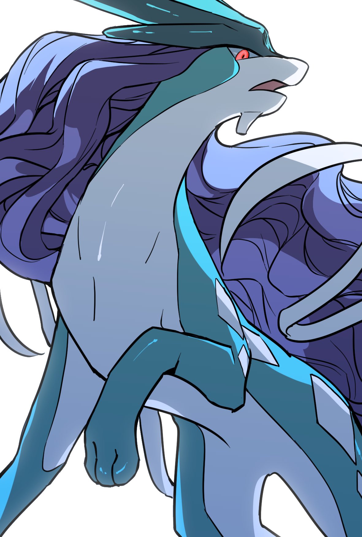buntatta, from_below, gen_2_pokemon, highres, leg_up, legendary_pokemon, looking_at_viewer, no_humans