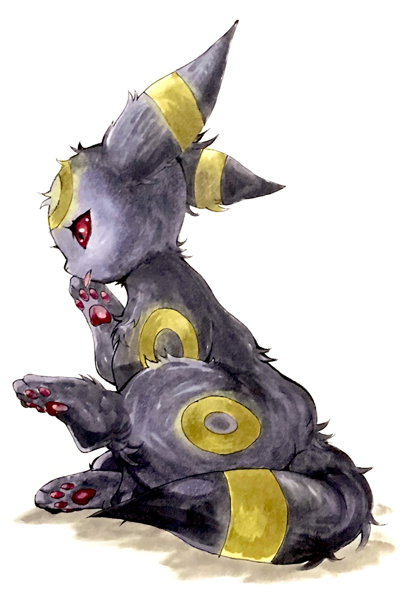 animal_focus, black_eyes, colored_sclera, commentary, english_commentary, from_side, full_body, gen_2_pokemon