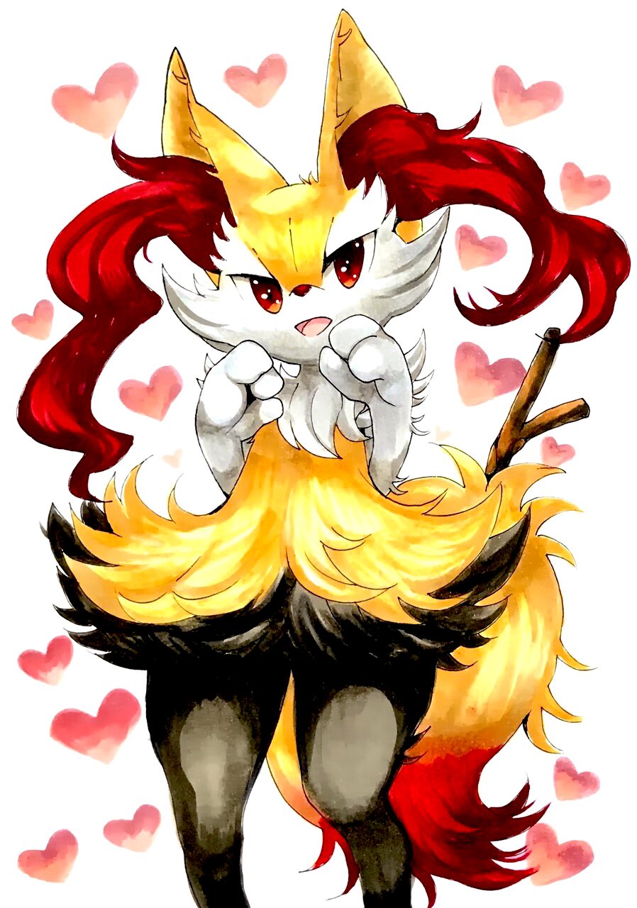 1girl, animal_ear_fluff, animal_ears, animal_nose, black_fur, body_fur, braixen, commentary