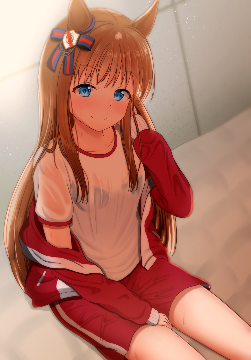 1girl, adjusting_hair, animal_ears, arm_up, bangs, black_bra, blue_eyes, blush