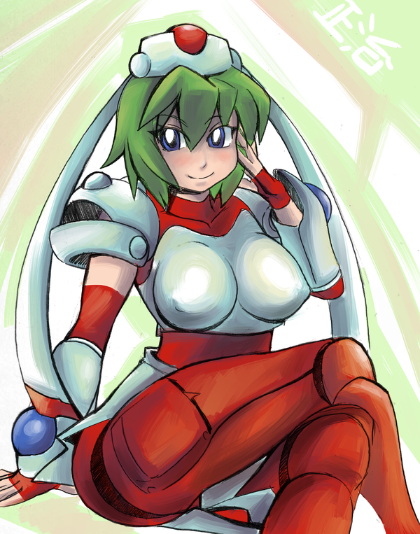 android, blue_eyes, green_hair, marina_liteyears, mischief_makers