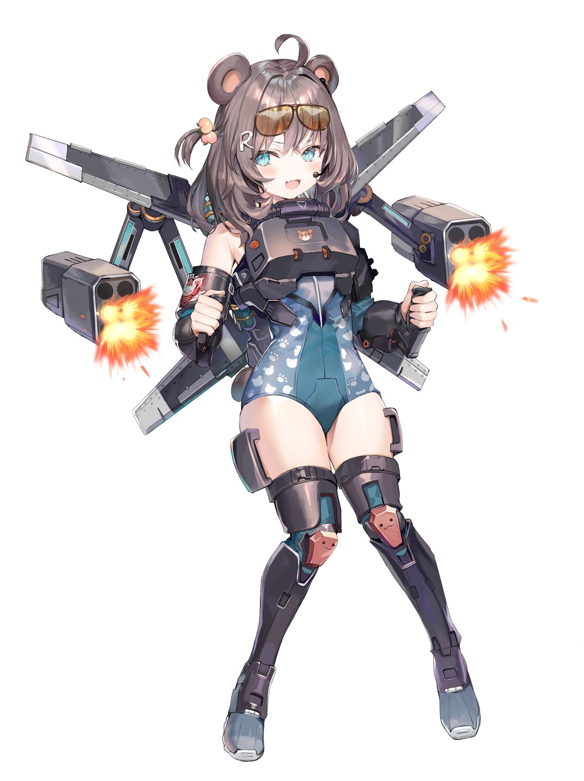 1girl, animal_ears, apex_legends, bear_ears, bear_girl, blue_eyes, blue_leotard, blush