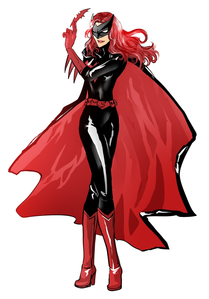 batwoman, bodysuit, cape, dc_comics, female, kate_kane, lipstick, long_hair