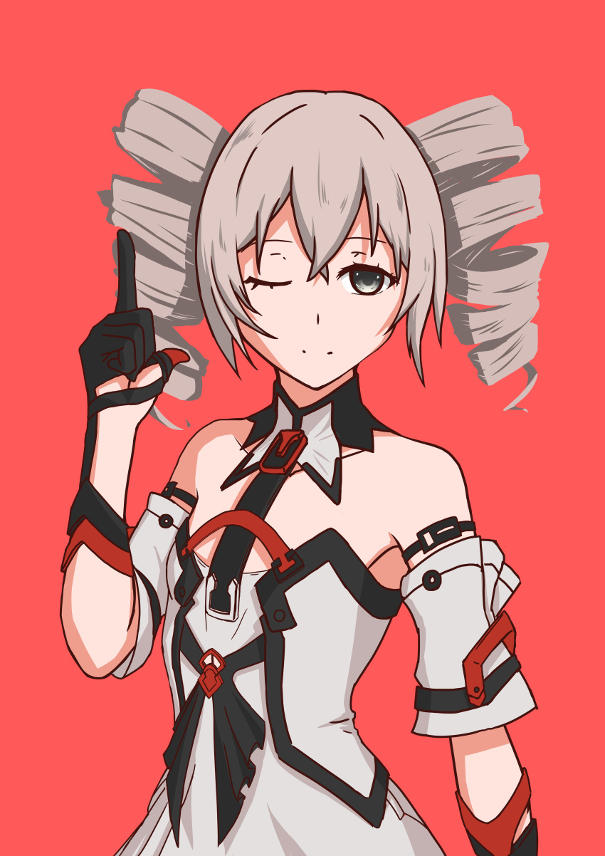 1girl, absurdres, bangs, bare_shoulders, black_gloves, bronya_zaychik, bronya_zaychik_(drive_kometa), closed_mouth