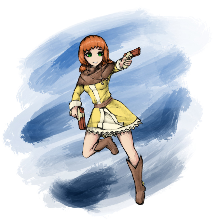 1girl, bandanna, belt, boots, cowboy_boots, cowboy_hat, cowgirl, crystal_story