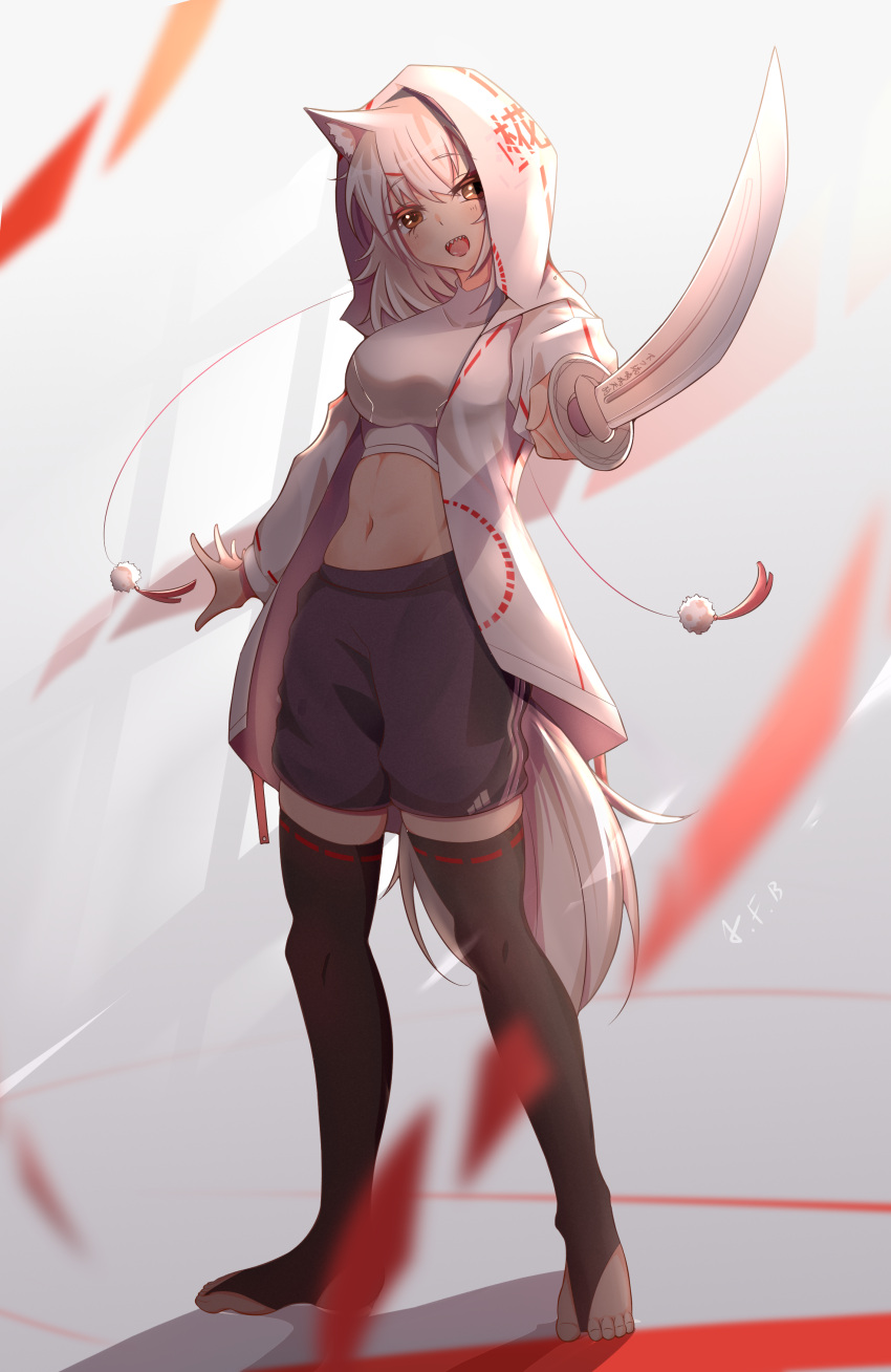 1girl, :d, absurdres, adapted_costume, animal_ear_fluff, animal_ears, bangs, black_legwear