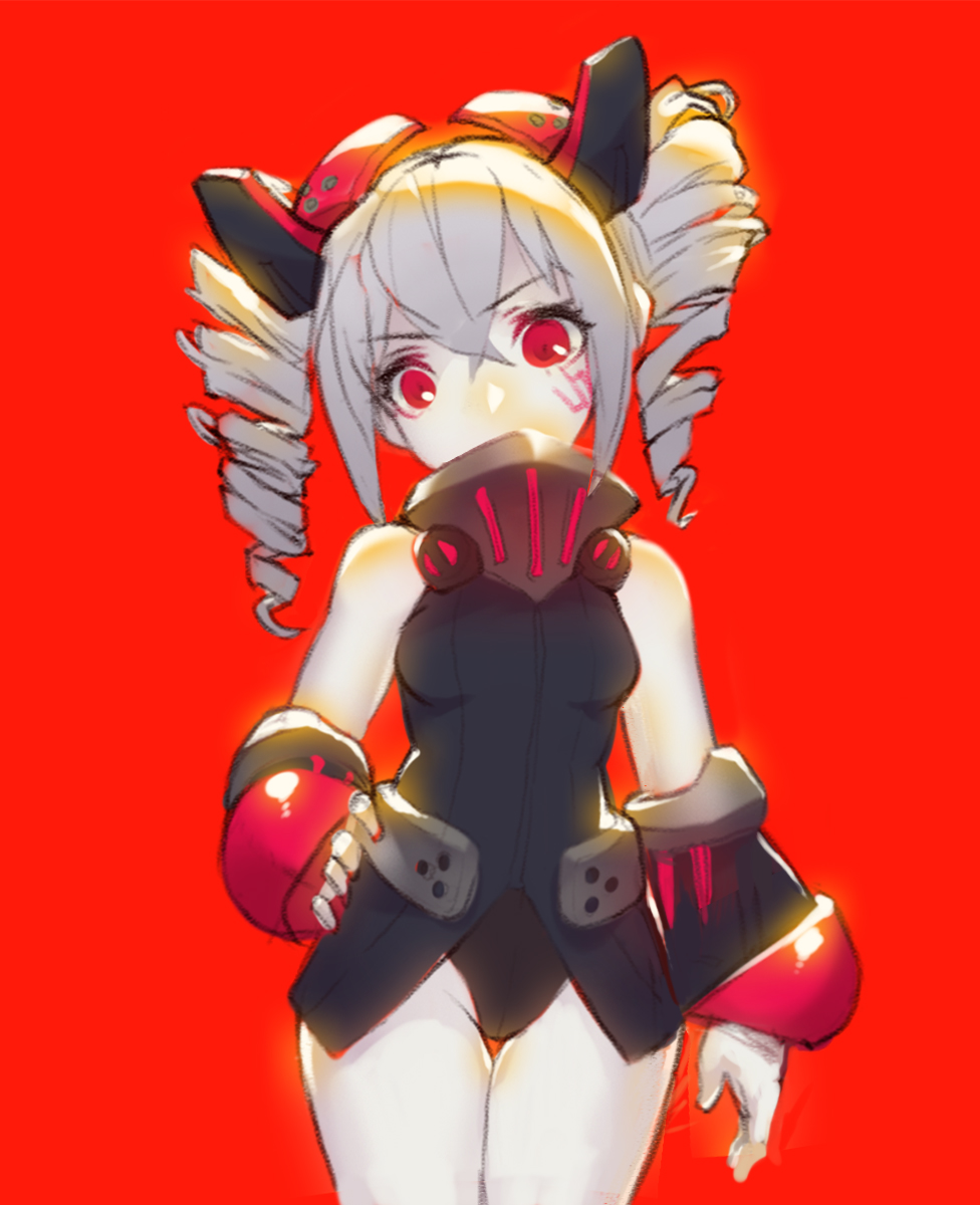 1girl, bangs, bare_shoulders, breasts, bronya_zaychik, bronya_zaychik_(black_nucleus), covering_mouth, drill_hair