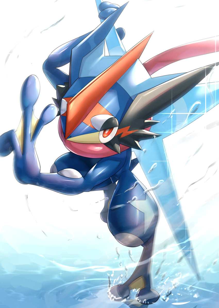 absurdres, arm_up, ash-greninja, bond_phenomenon_(pokemon), bright_pupils, commentary_request, gen_6_pokemon, gonzarez