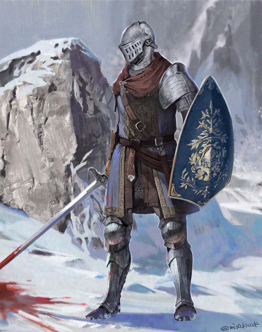1boy, ambiguous_gender, armor, belt, blood, blood_splatter, bloody_weapon, chosen_undead