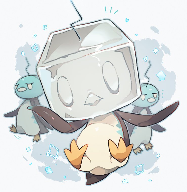 akadako, bird, closed_mouth, commentary_request, eiscue, eiscue_(ice), eiscue_(noice), full_body