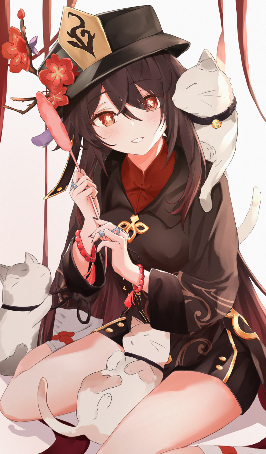 1girl, animal, animal_collar, animal_on_shoulder, bangs, bare_legs, bead_bracelet, beads