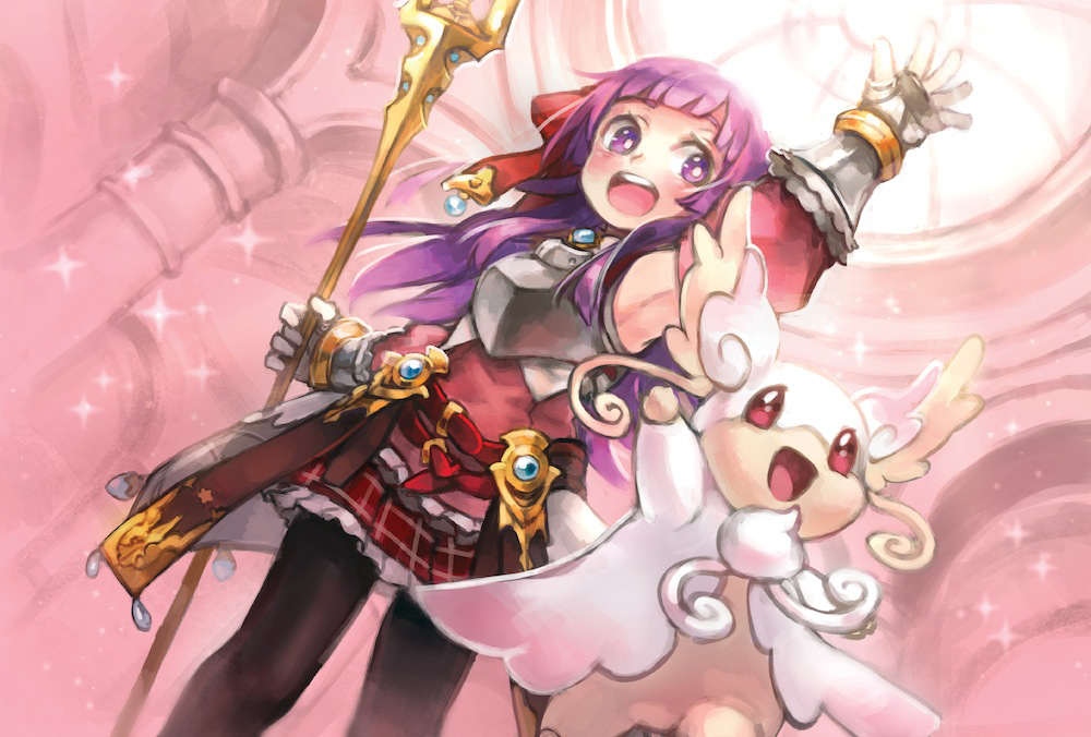 1girl, :d, arianna_caledonia, arm_up, armor, armpits, audino, bangs