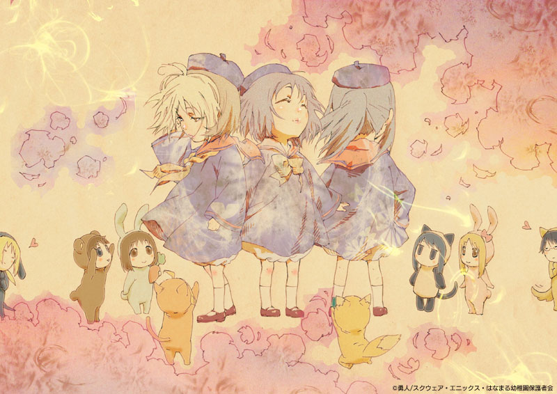 gainaxtop, hanamaru, hanamaru_youchien, hiiragi_(hanamaru_youchien), kindergarten, koume_(hanamaru_youchien), multicolored_hair, school_uniform