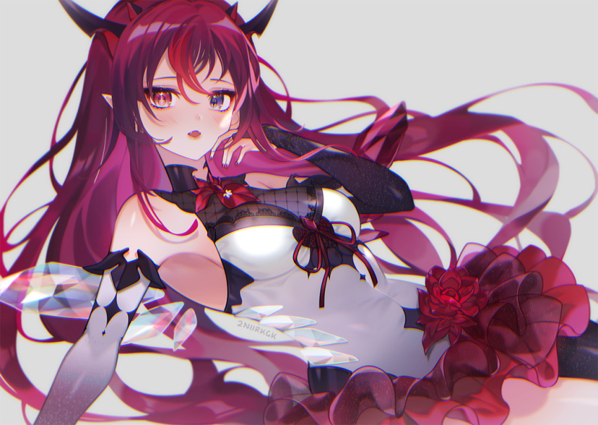 1girl, 2nii, armpits, bangs, bridal_gauntlets, heterochromia, hololive, hololive_english