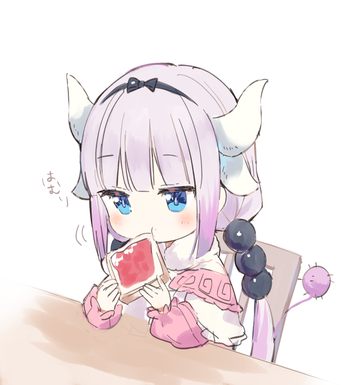 1girl, bangs, beads, blue_eyes, blunt_bangs, capelet, child, dragon_girl