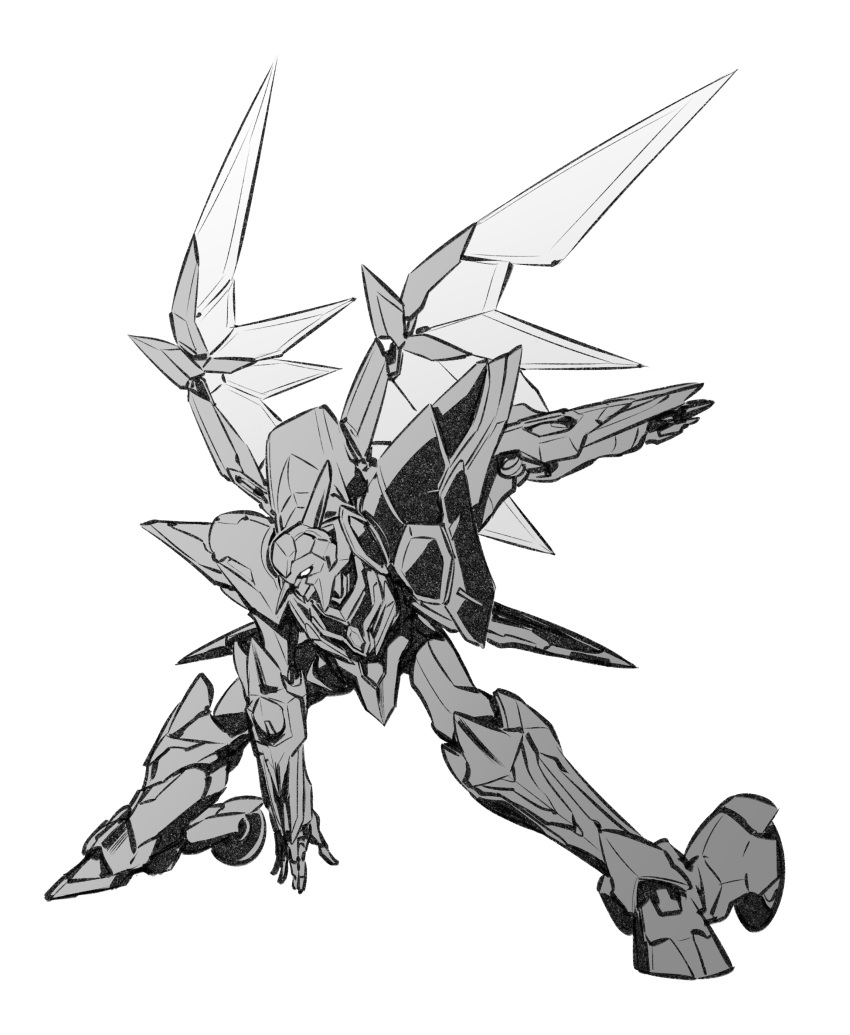absurdres, code_geass, code_geass:_fukkatsu_no_lelouch, energy_wings, greyscale, highres, ishiyumi, lancelot_sin