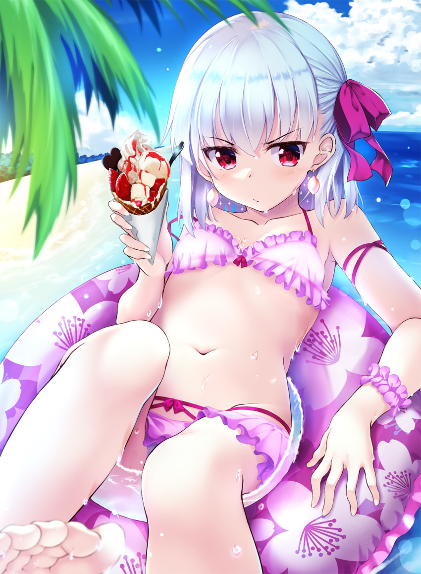 1girl, bangs, bare_shoulders, beach, blush, breasts, earrings, fate/grand_order