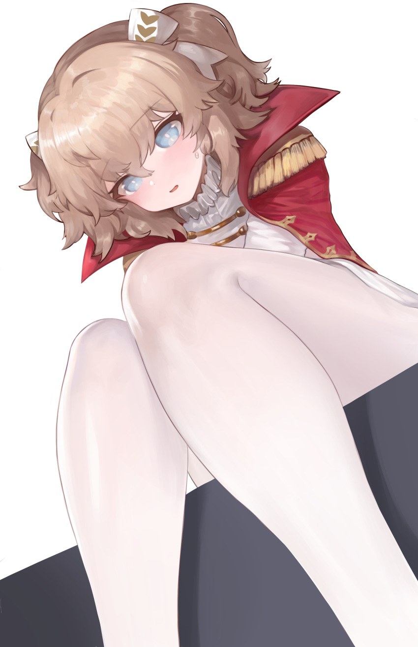 1girl, absurdres, arms_between_legs, block, blonde_hair, blue_eyes, blush, bow