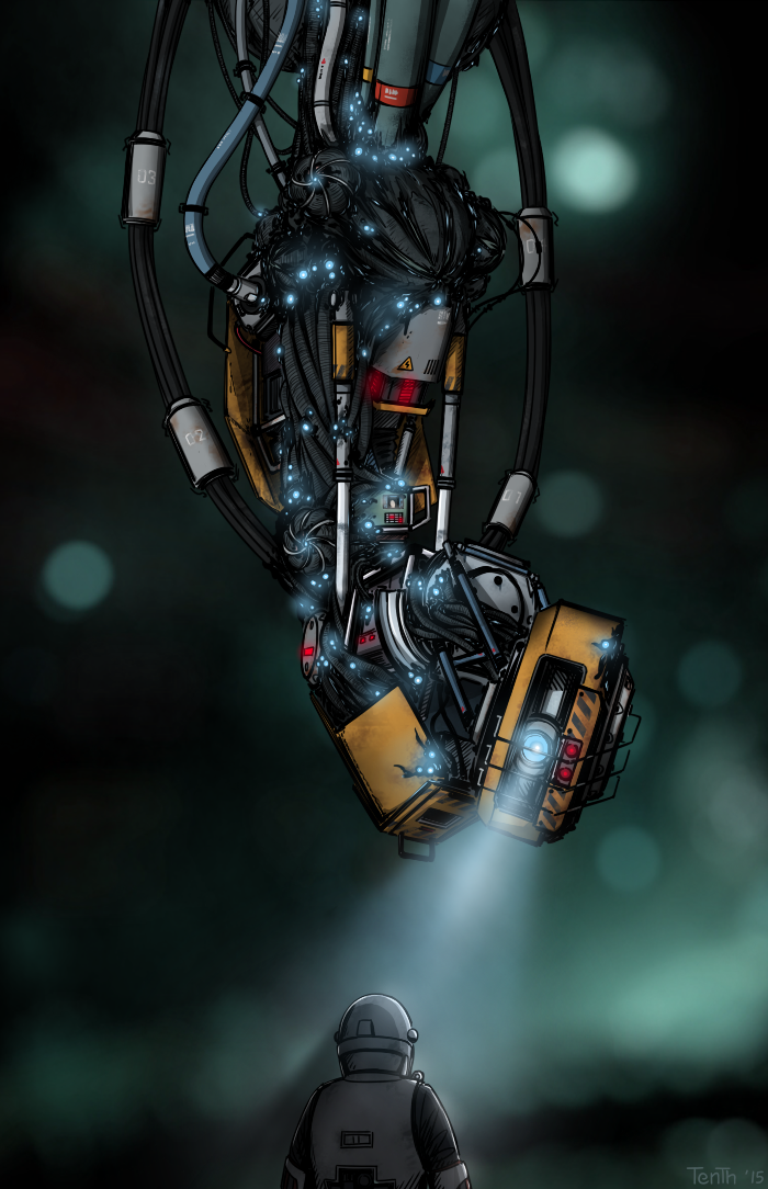 alternate_color, cable, crossover, glados, no_humans, one-eyed, onion-oni, portal_(series), robot, simon_jarret, soma_(frictional_games)