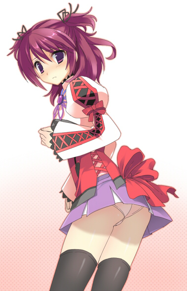 cheria_barnes, mayachi_(amuriya), panties, pantyshot, purple_eyes, rate_(pixiv), red_hair, redhead