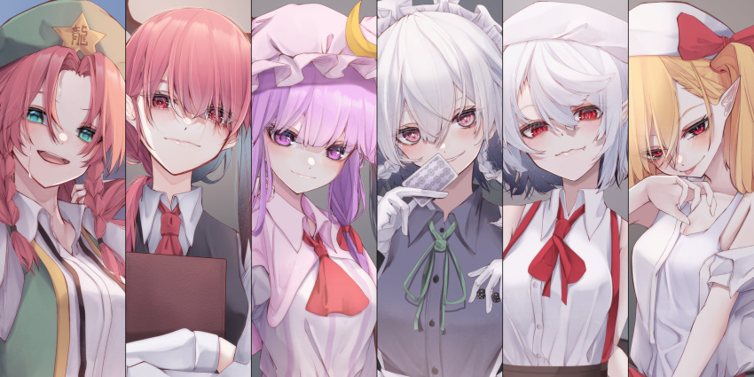 +_+, 6+girls, :p, adapted_costume, alternate_costume, alternate_hairstyle, aqua_eyes, arms_up
