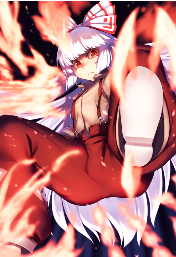 1girl, bangs, black_sky, boots, bow, closed_mouth, collar, eyebrows_visible_through_hair