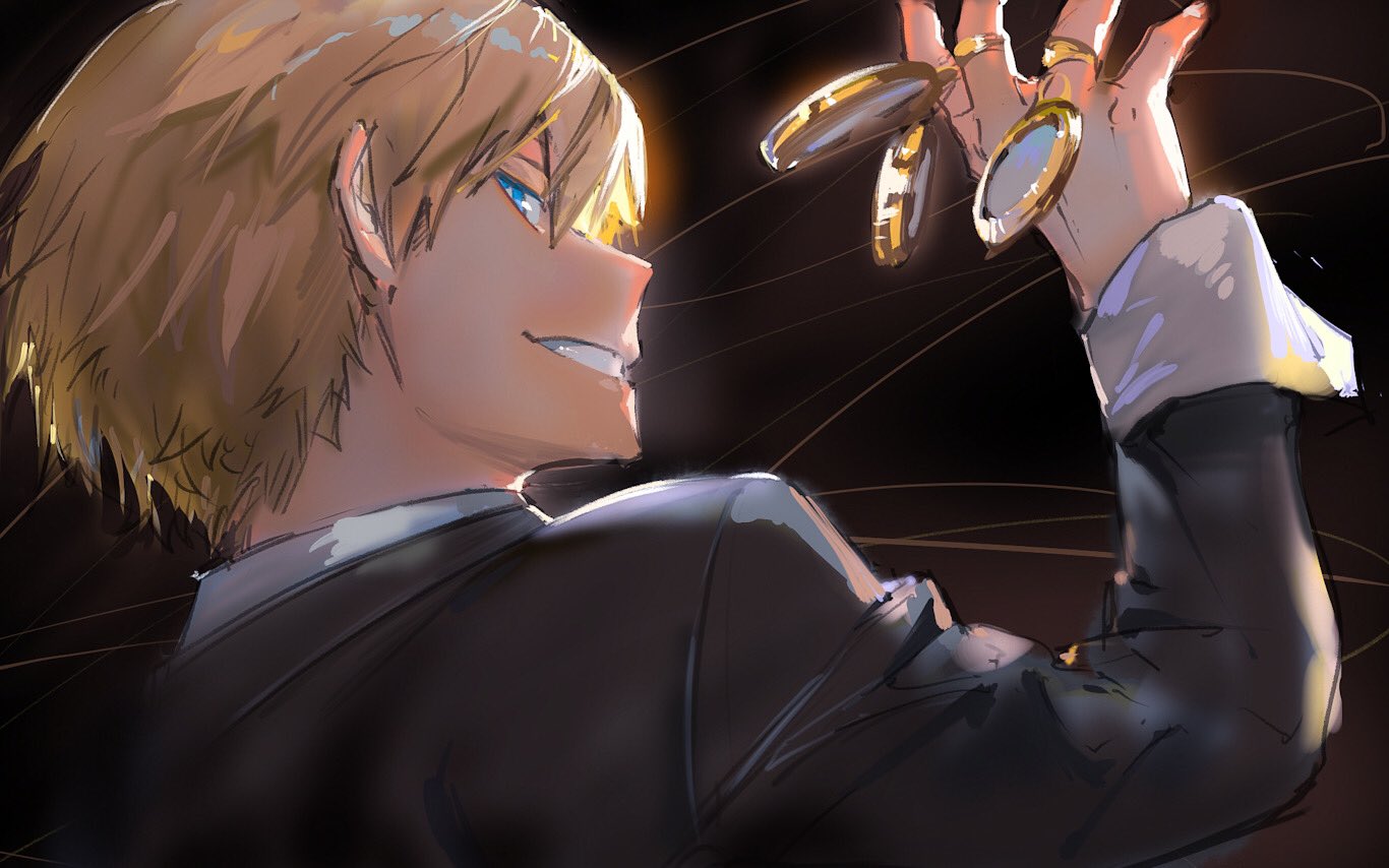 1boy, akiyama_youkou, black_background, black_jacket, blonde_hair, blue_eyes, boku_no_hero_academia, commentary_request