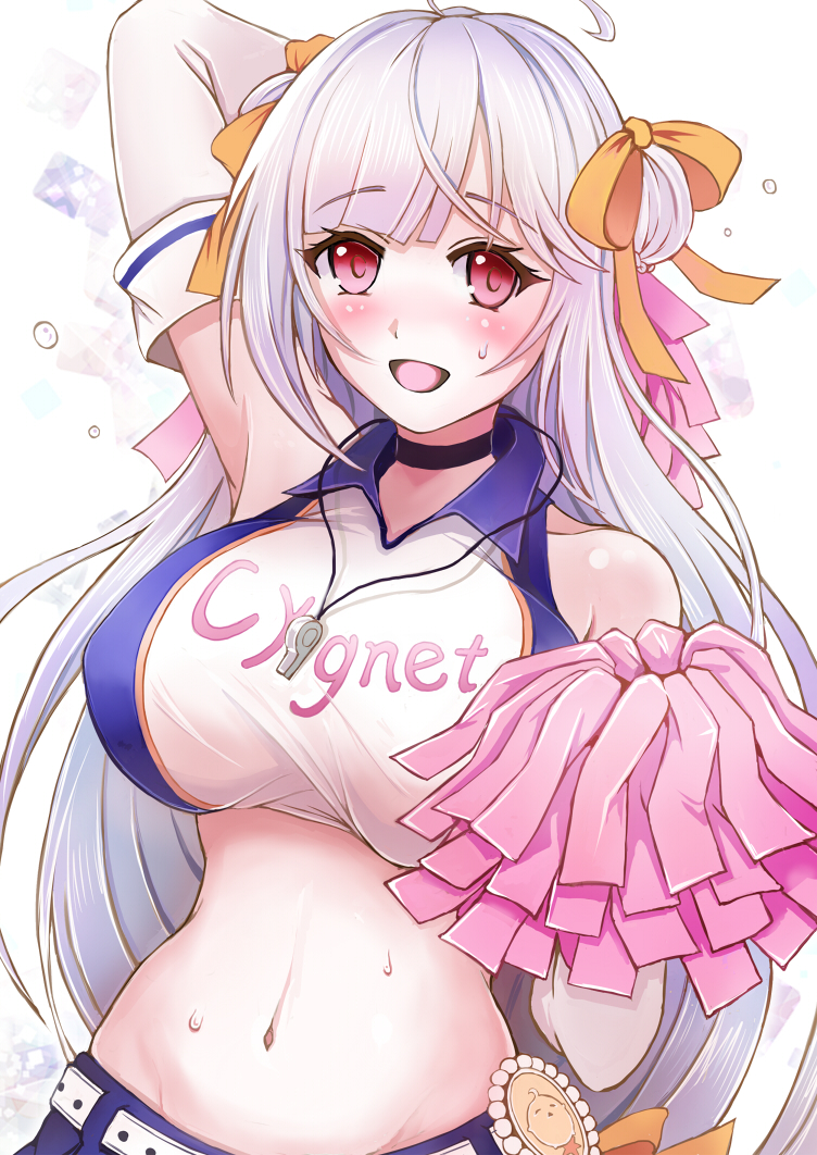 1girl, armpits, azur_lane, belt, black_choker, braid, braided_bun, breasts