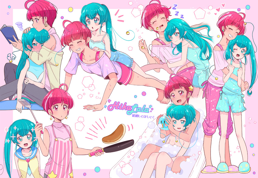 2girls, :d, :o, ;d, ^_^, ^o^, ahoge, antennae