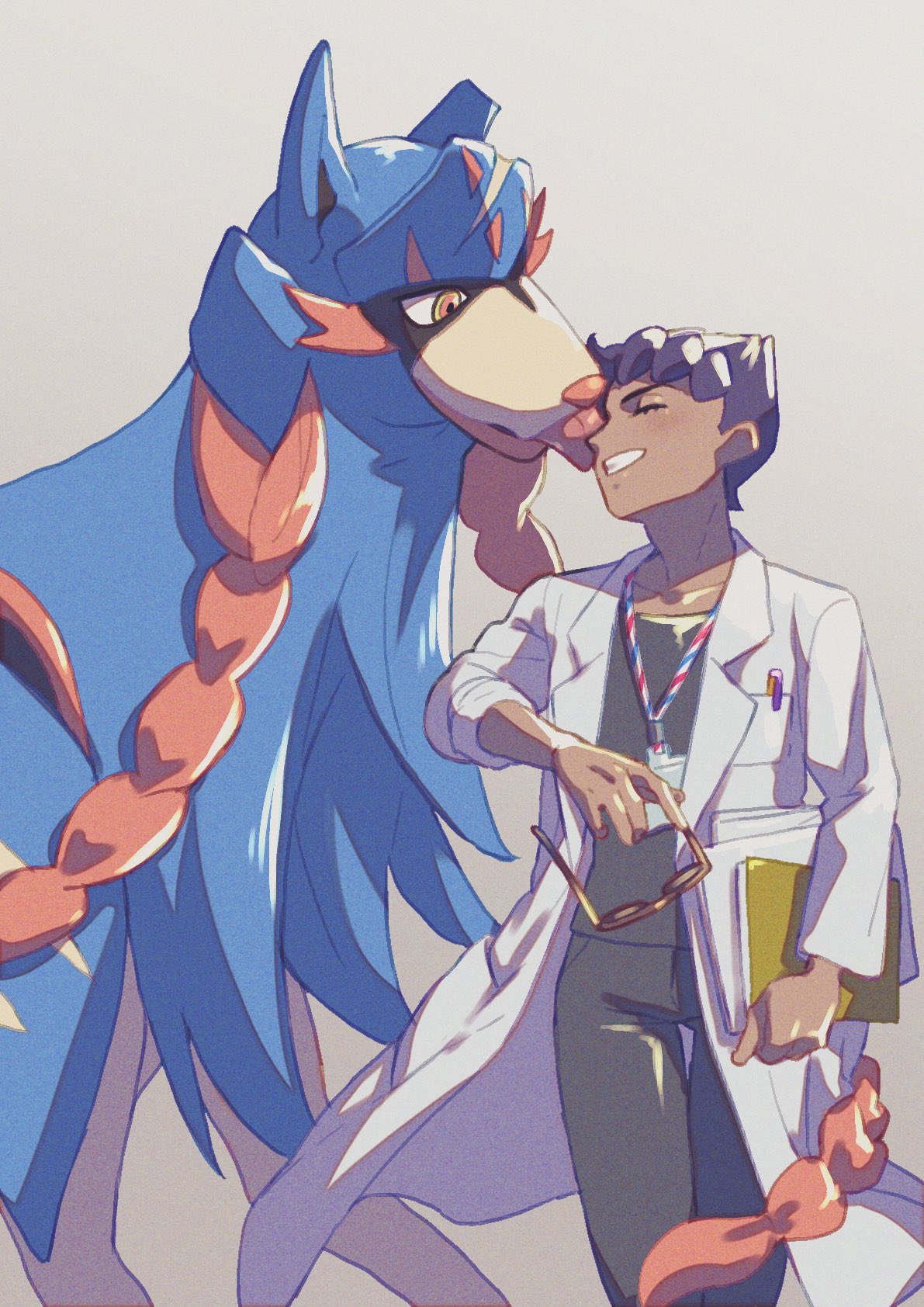 1boy, blush, breast_pocket, closed_eyes, commentary_request, dark-skinned_male, dark_skin, eyelashes