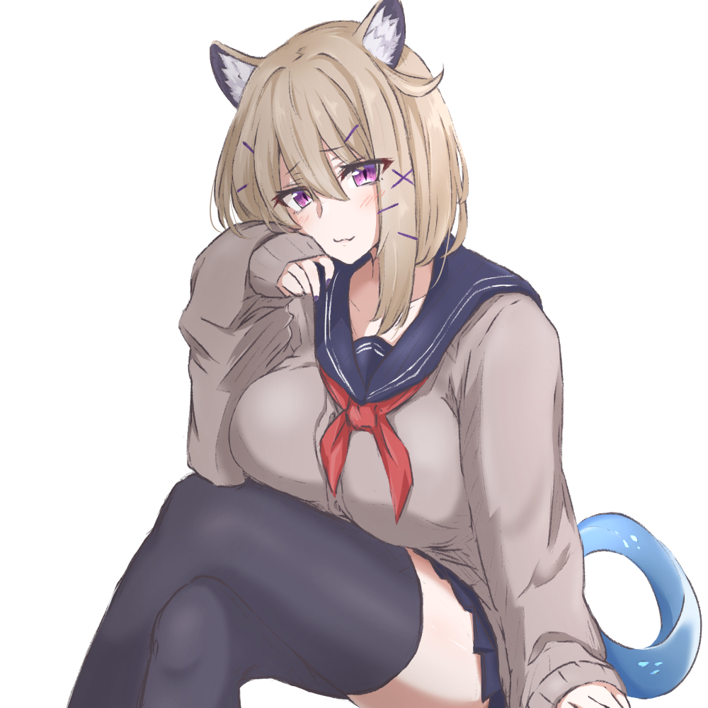 1girl, alternate_costume, animal_ears, arknights, bangs, blush, brown_hair, cardigan