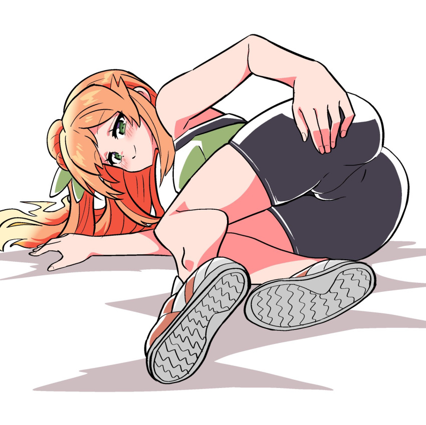 1girl, blush, breath, clothes_pull, eyebrows_visible_through_hair, hair_bun, hair_ornament, highres