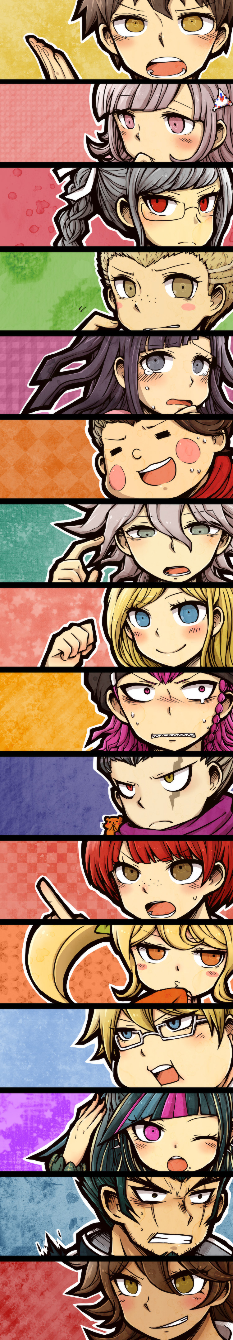6+boys, 6+girls, ;o, absurdres, animal, animal_on_shoulder, beanie, black_hair