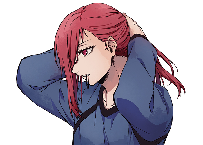 1boy, arms_up, bangs, blue_lock, chigiri_hyoma, hair_tie_in_mouth, long_hair, looking_away