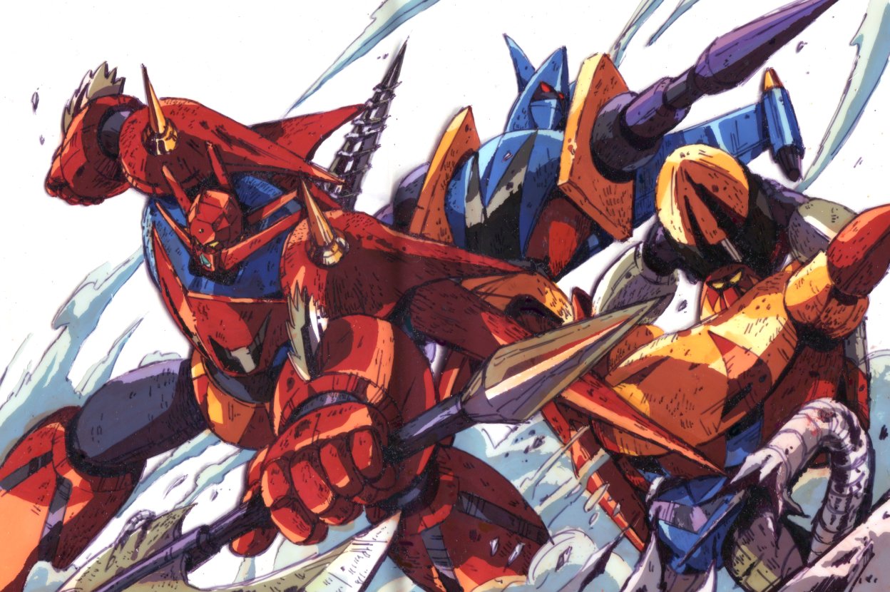 axe, clenched_hand, drill, getter_dragon, getter_liger, getter_poseidon, getter_robo, getter_robo_g