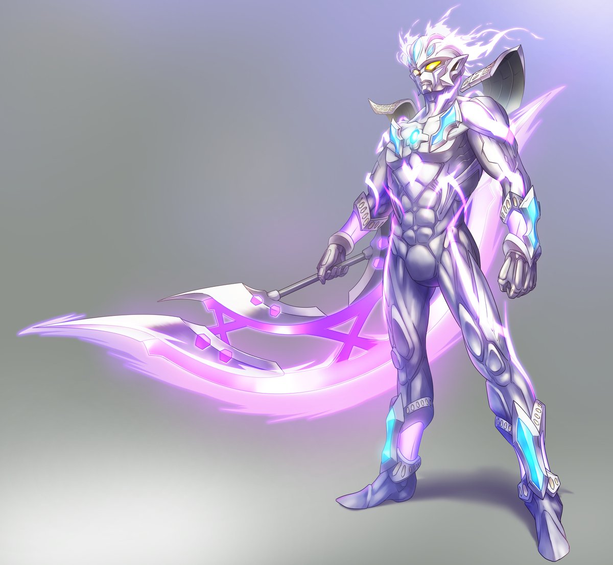 1boy, alien, armor, armored_boots, beyond_twin_edge, bodysuit, boots, clothing_cutout